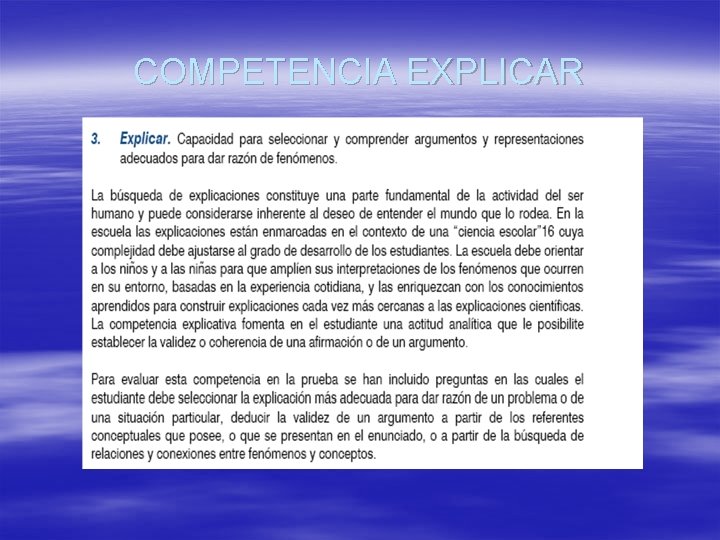 COMPETENCIA EXPLICAR 