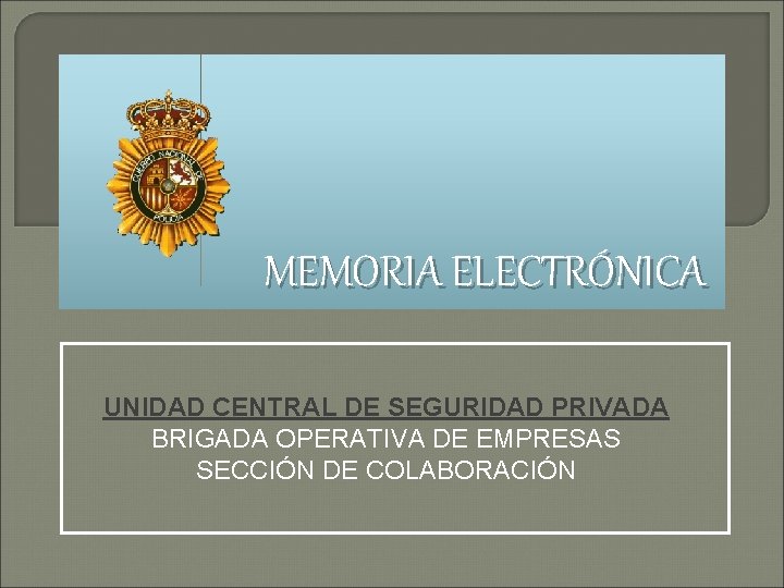 MEMORIA ELECTRÓNICA UNIDAD CENTRAL DE SEGURIDAD PRIVADA BRIGADA OPERATIVA DE EMPRESAS SECCIÓN DE COLABORACIÓN