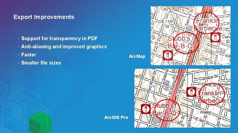 Export Improvements • Support for transparency in PDF • Anti-aliasing and improved graphics •