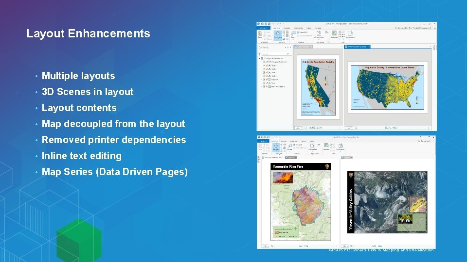 Layout Enhancements • Multiple layouts • 3 D Scenes in layout • Layout contents