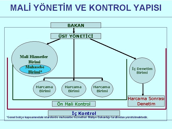 MALİ YÖNETİM VE KONTROL YAPISI BAKAN ÜST YÖNETİCİ Mali Hizmetler Birimi Muhasebe Birimi* Harcama