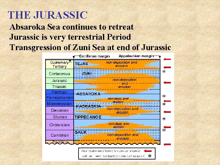 THE JURASSIC Absaroka Sea continues to retreat Jurassic is very terrestrial Period Transgression of