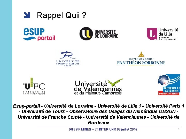 Rappel Qui ? Esup-portail - Université de Lorraine - Université de Lille 1 -