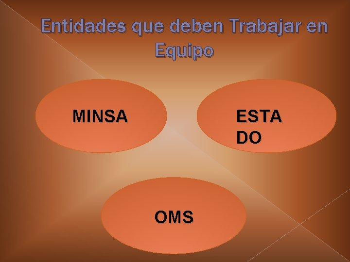 Entidades que deben Trabajar en Equipo MINSA ESTA DO OMS 