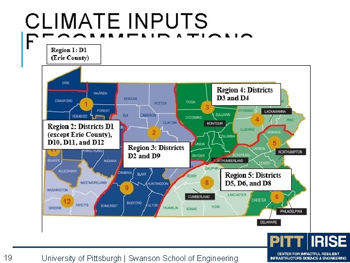 CLIMATE INPUTS RECOMMENDATIONS 19 University of Pittsburgh | Swanson School of Engineering CLIMATE INPUTS RECOMMENDATIONS 19 University of Pittsburgh | Swanson School of Engineering