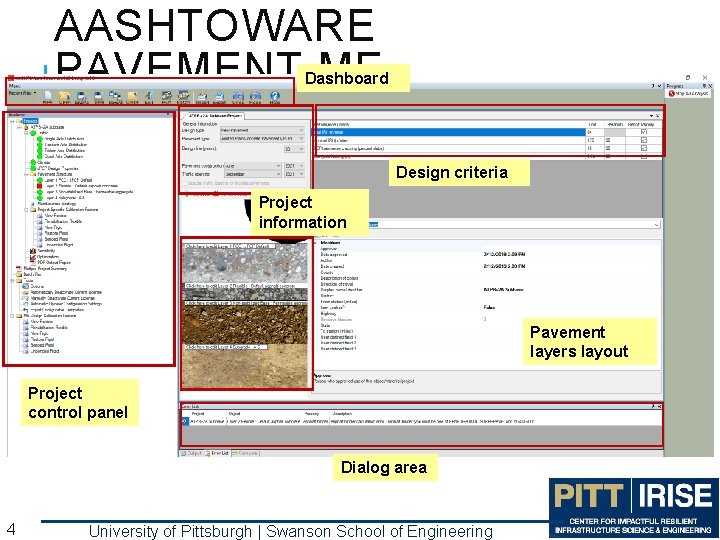 AASHTOWARE PAVEMENT ME Dashboard Design criteria Project information Pavement layers layout Project control panel AASHTOWARE PAVEMENT ME Dashboard Design criteria Project information Pavement layers layout Project control panel