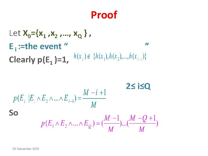 Proof Let X 0={x 1 , x 2 , …, x. Q } , Proof Let X 0={x 1 , x 2 , …, x. Q } ,