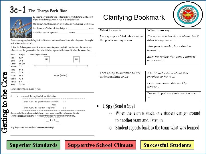 Getting to the Core Clarifying Bookmark Superior Standards Supportive School Climate Successful Students 