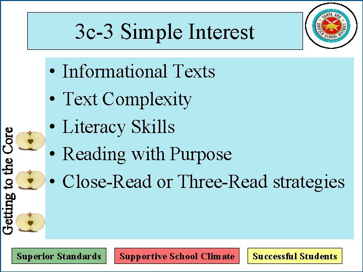Getting to the Core 3 c-3 Simple Interest • • • Informational Texts Text