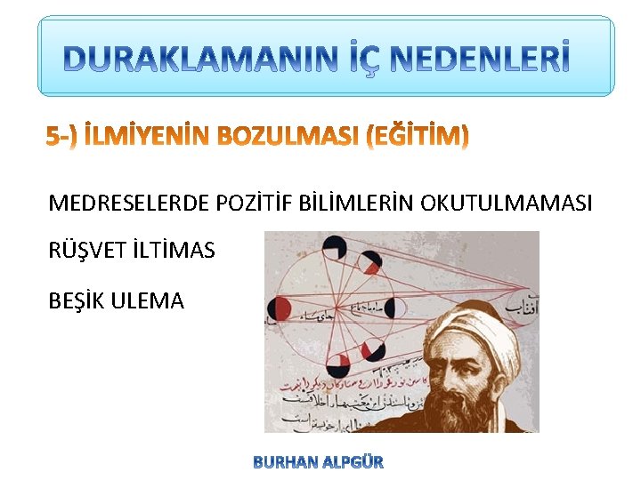 MEDRESELERDE POZİTİF BİLİMLERİN OKUTULMAMASI RÜŞVET İLTİMAS BEŞİK ULEMA 
