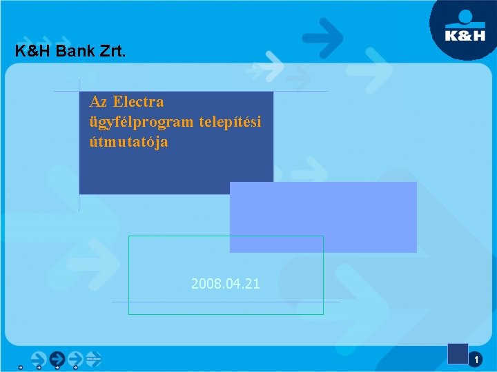 K&H Bank Zrt. Az Electra ügyfélprogram telepítési útmutatója 2008. 04. 21 1 