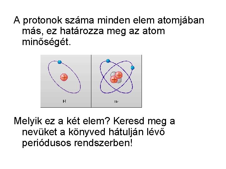 A protonok száma minden elem atomjában más, ez határozza meg az atom minőségét. Melyik