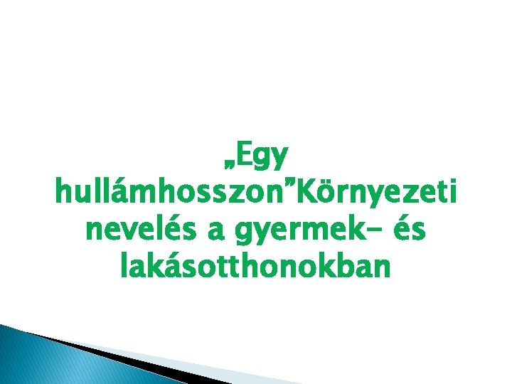 „Egy hullámhosszon”Környezeti nevelés a gyermek- és lakásotthonokban 