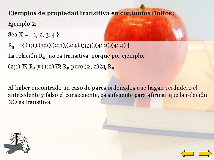 Ejemplos de propiedad transitiva en conjuntos finitos: Ejemplo 2: Sea X = { 1,