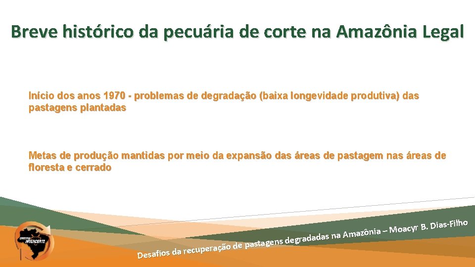 Breve histórico da pecuária de corte na Amazônia Legal Início dos anos 1970 -