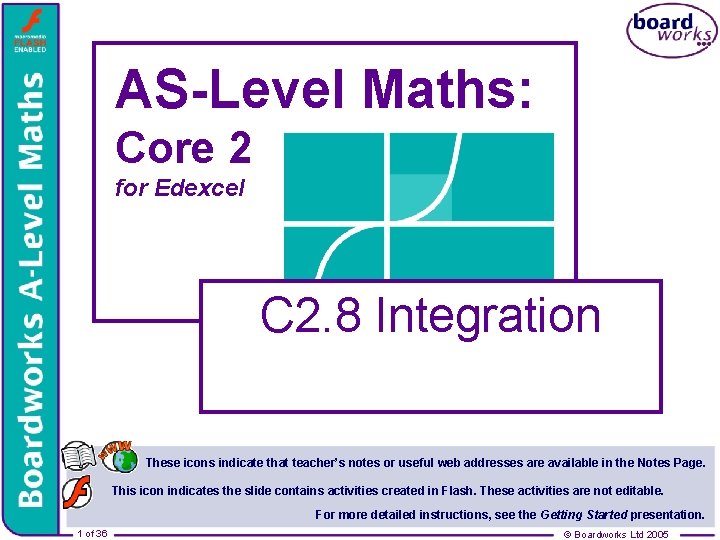 AS-Level Maths: Core 2 for Edexcel C 2. 8 Integration These icons indicate that