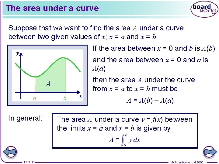 The area under a curve Suppose that we want to find the area A