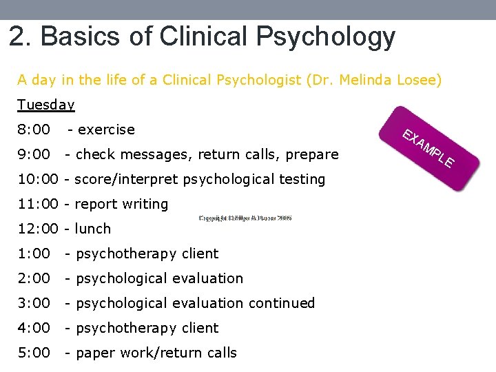 2. Basics of Clinical Psychology A day in the life of a Clinical Psychologist