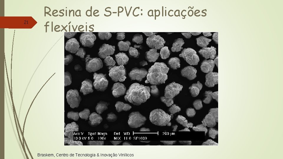 21 Resina de S-PVC: aplicações flexíveis Braskem, Centro de Tecnologia & Inovação Vinílicos 