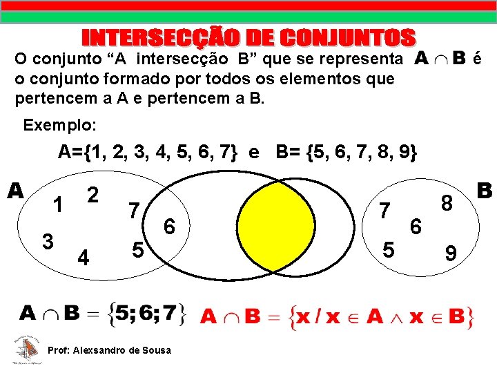 O conjunto “A intersecção B” que se representa o conjunto formado por todos os O conjunto “A intersecção B” que se representa o conjunto formado por todos os