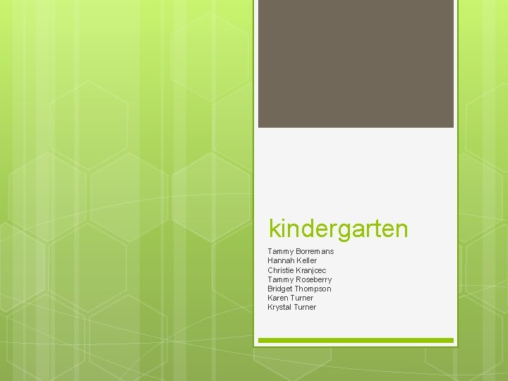 kindergarten Tammy Borremans Hannah Keller Christie Kranjcec Tammy Roseberry Bridget Thompson Karen Turner Krystal