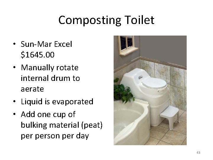 Composting Toilet • Sun-Mar Excel $1645. 00 • Manually rotate internal drum to aerate