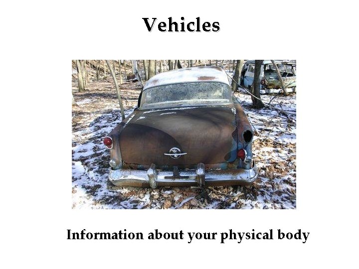 Vehicles Information about your physical body 