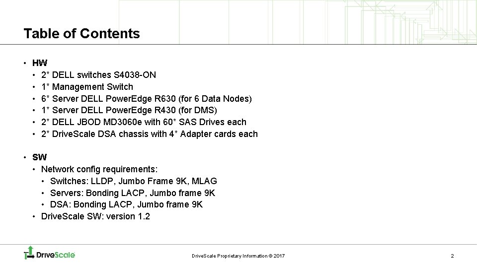 Table of Contents • HW • 2* DELL switches S 4038 -ON • 1*