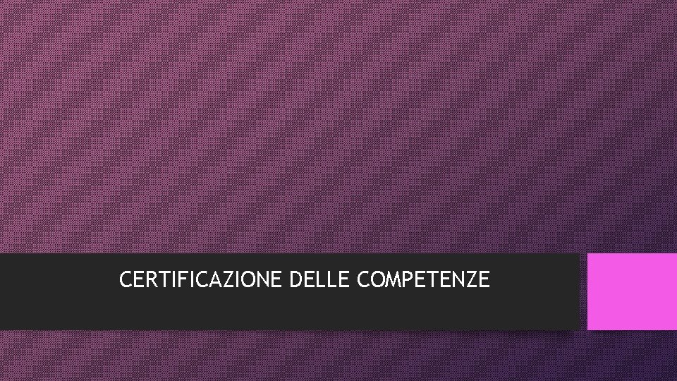 CERTIFICAZIONE DELLE COMPETENZE 