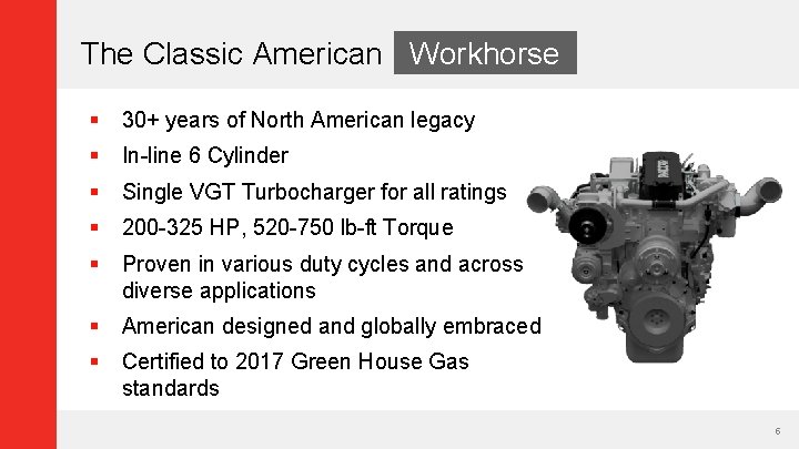 The Classic American Workhorse § 30+ years of North American legacy § In-line 6