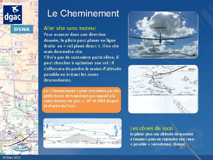 Le Cheminement Aller vite sans moteur Pour avancer dans une direction donnée, le pilote