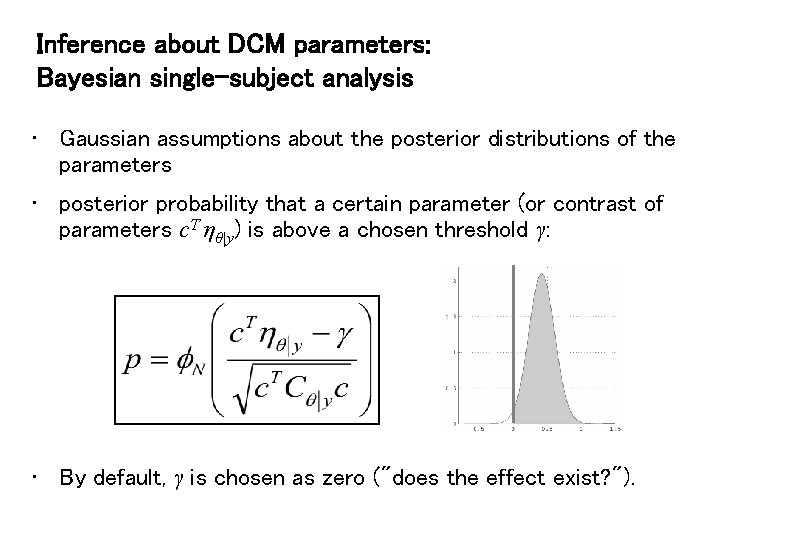 Inference about DCM parameters: Bayesian single-subject analysis • Gaussian assumptions about the posterior distributions