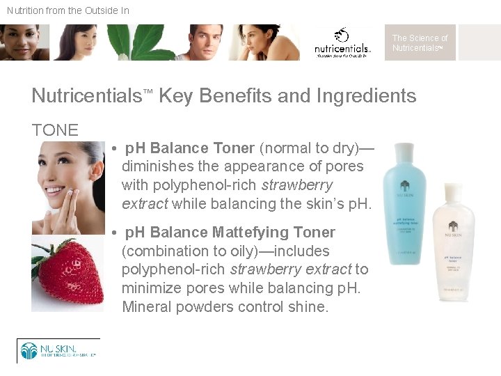 Nutrition from the Outside In The Science of Nutricentials™ Key Benefits and Ingredients TONE