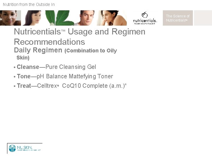 Nutrition from the Outside In The Science of Nutricentials™ Usage and Regimen Recommendations Daily