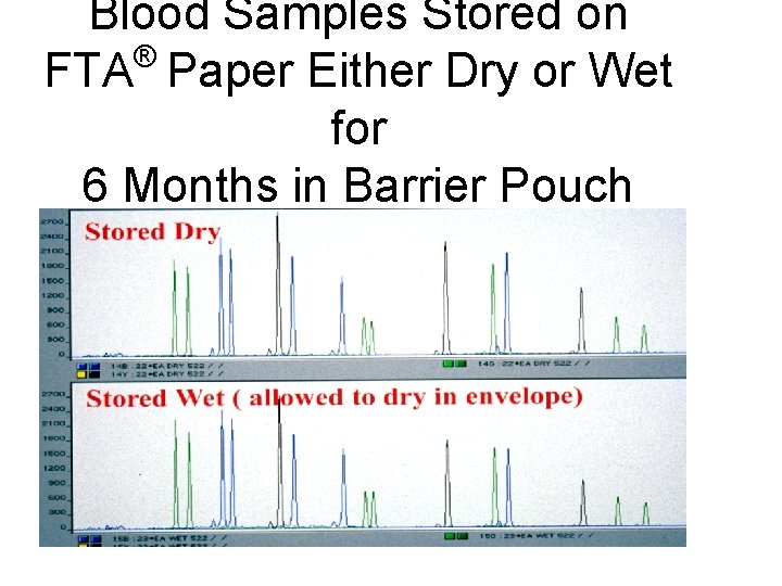 Blood Samples Stored on ® FTA Paper Either Dry or Wet for 6 Months