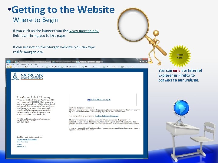  • Getting to the Website Where to Begin If you click on the
