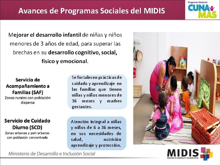 Avances de Programas Sociales del MIDIS Se fortalecen prácticas de cuidado y aprendizaje en