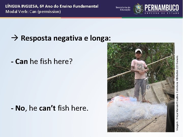 LÍNGUA INGLESA, 6º Ano do Ensino Fundamental Modal Verb: Can (permission) - Can he