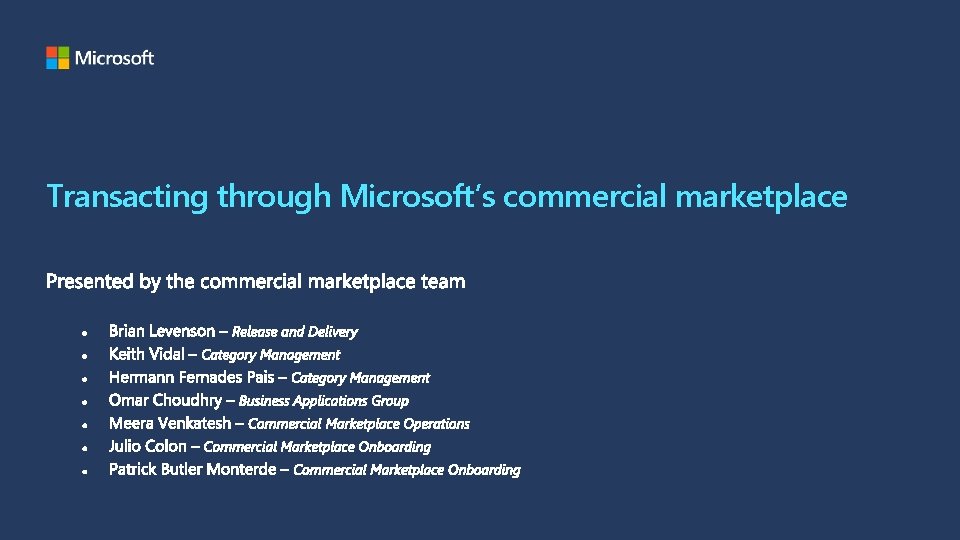 Transacting through Microsoft’s commercial marketplace 