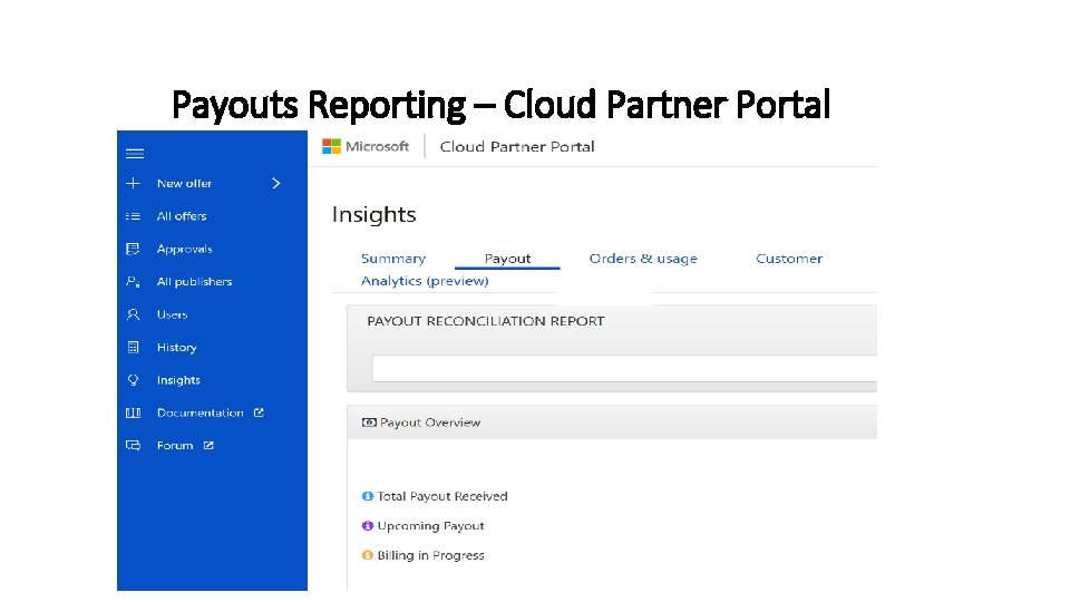 Payouts Reporting – Cloud Partner Portal 