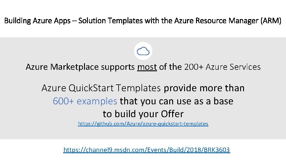 Building Azure Apps – Solution Templates with the Azure Resource Manager (ARM) Azure Marketplace