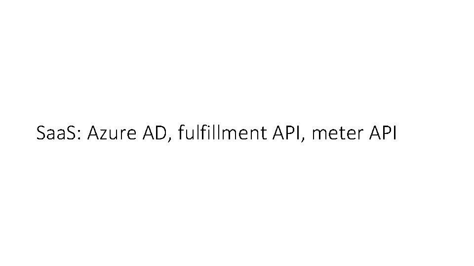 Saa. S: Azure AD, fulfillment API, meter API 