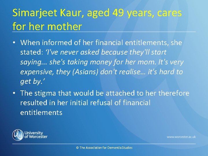 Simarjeet Kaur, aged 49 years, cares for her mother • When informed of her