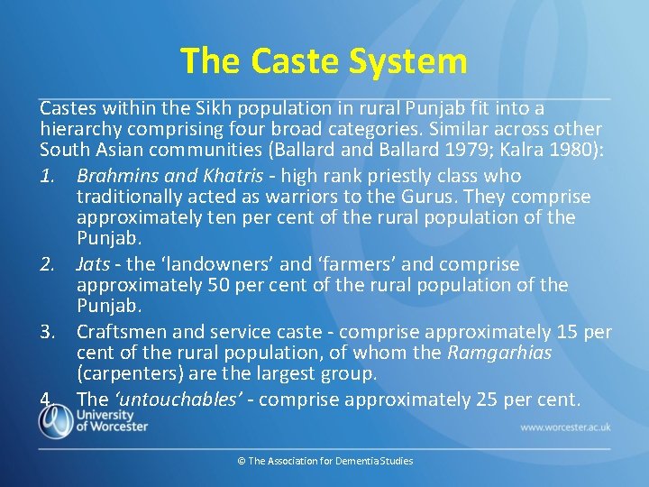 The Caste System Castes within the Sikh population in rural Punjab fit into a