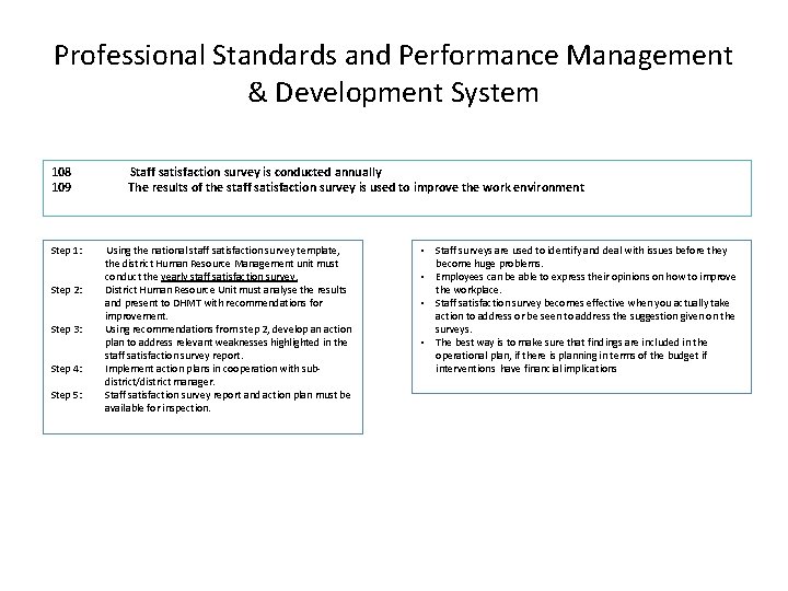 Professional Standards and Performance Management & Development System 108 109 Step 1: Step 2: