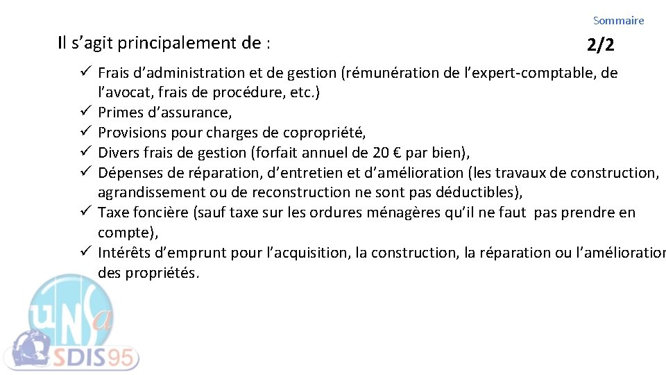 Sommaire Il s’agit principalement de : 2/2 ü Frais d’administration et de gestion (rémunération