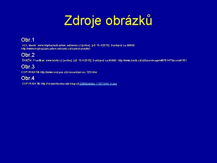 Zdroje obrázků Obr. 1 VLK, Marek. www. krajinazazrcadlem. estranky. cz [online]. [cit. 13. 4.