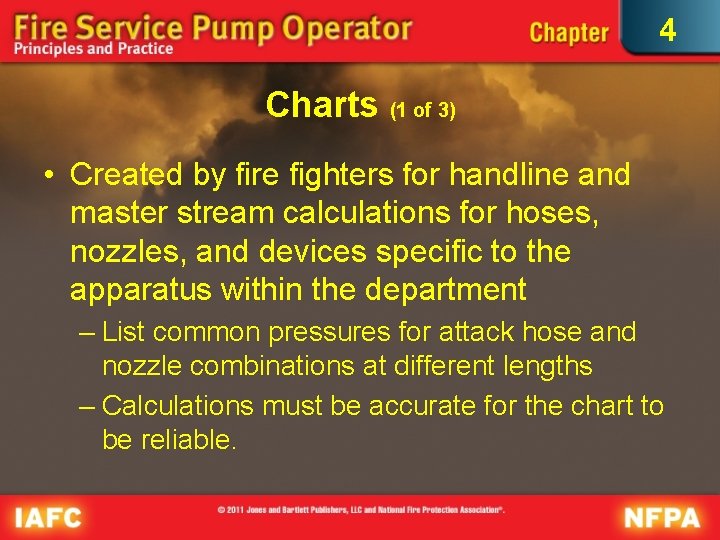 4 Charts (1 of 3) • Created by fire fighters for handline and master