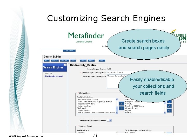 Customizing Search Engines Create search boxes and search pages easily Easily enable/disable your collections