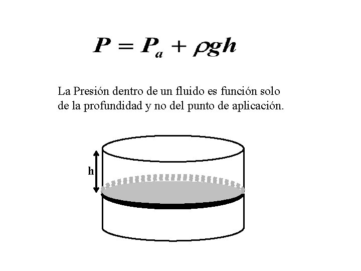 La Presión dentro de un fluido es función solo de la profundidad y no